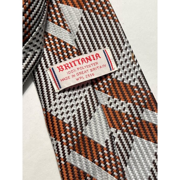 Vintage Britannia Tie 53" 100% Polyester Geometric Pattern Made In Great Britain - Picture 3 of 6